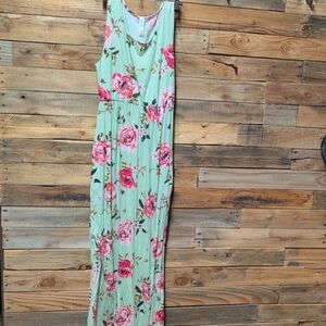 Vanilla Bay Mint Floral Maxi Dress